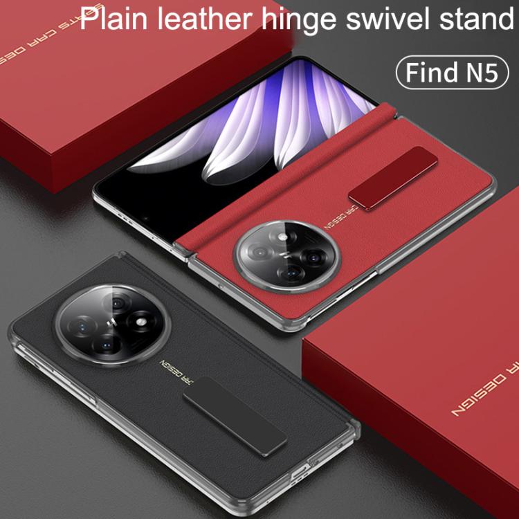 For OPPO Find N5 GKK Plain Leather Hinge Swivel Holder Phone Case