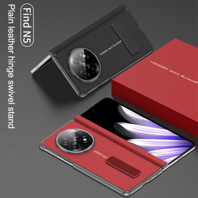 For OPPO Find N5 GKK Plain Leather Hinge Swivel Holder Phone Case