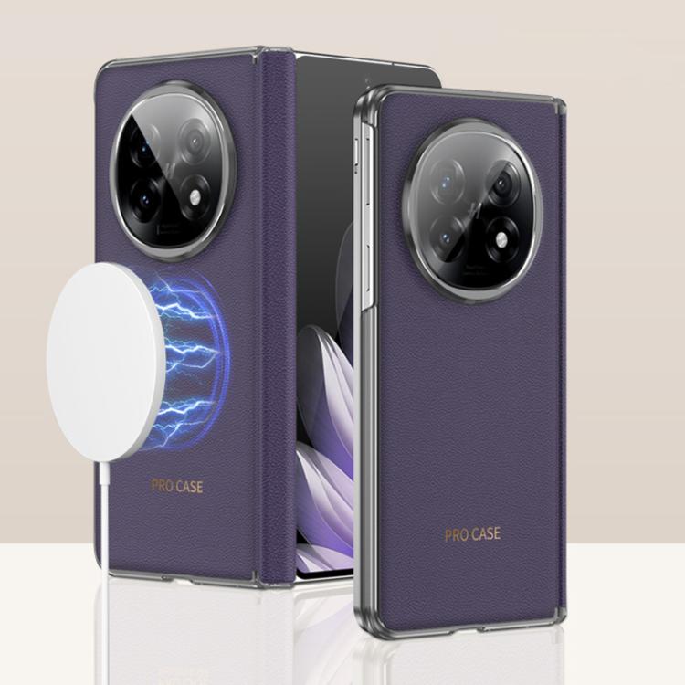 For OPPO Find N5 GKK Ultra-thin Plain Leather Hinge MagSafe Phone Case