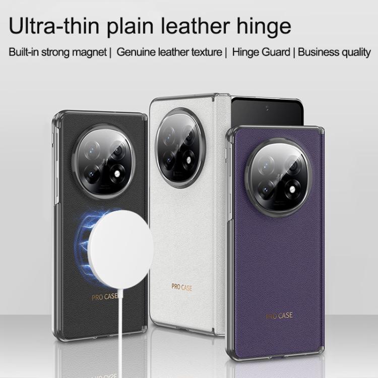 For OPPO Find N5 GKK Ultra-thin Plain Leather Hinge MagSafe Phone Case