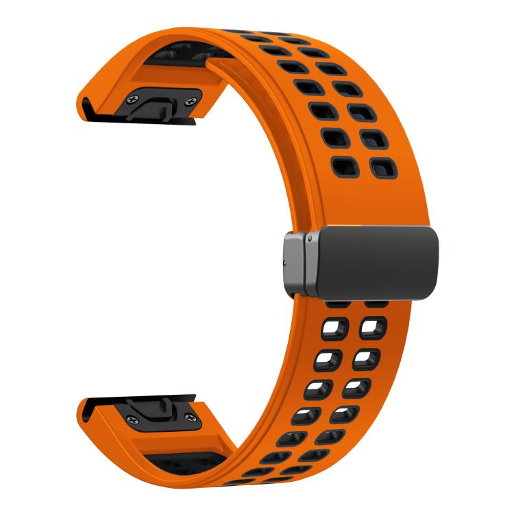 For Garmin QuickFit 26mm Kalebol Two-color Magnetic Silicone Watch Band