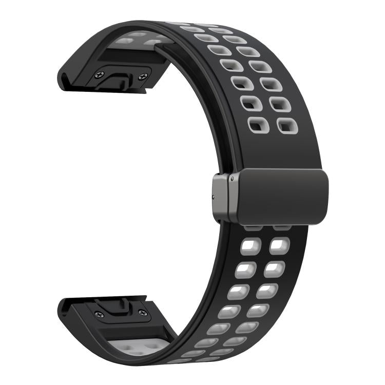 For Garmin QuickFit 26mm Kalebol Two-color Magnetic Silicone Watch Band