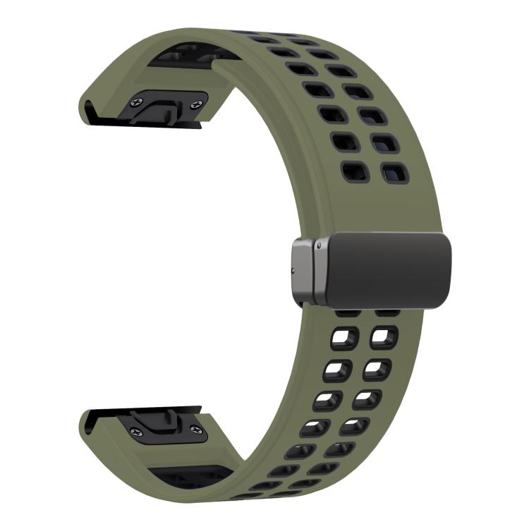 For Garmin QuickFit 26mm Kalebol Two-color Magnetic Silicone Watch Band