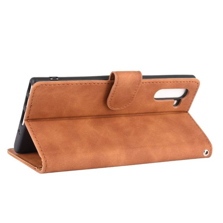 For Samsung Galaxy Note10 Solid Color Skin Feel Magnetic Buckle Horizontal Flip Calf Texture PU Leather Case with Holder & Card Slots & Wallet
