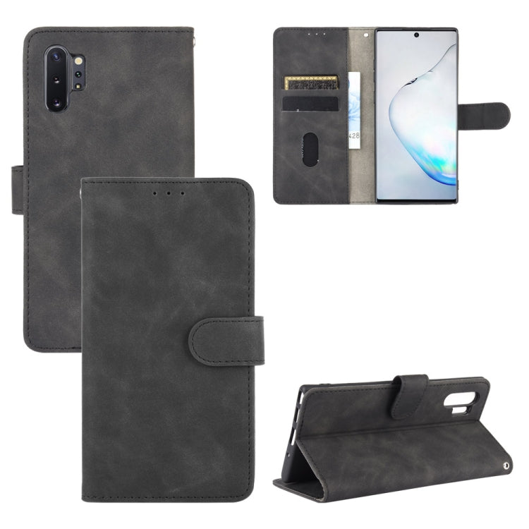 For Samsung Galaxy Note10 Plus Solid Color Skin Feel Magnetic Buckle Horizontal Flip Calf Texture PU Leather Case with Holder & Card Slots & Wallet