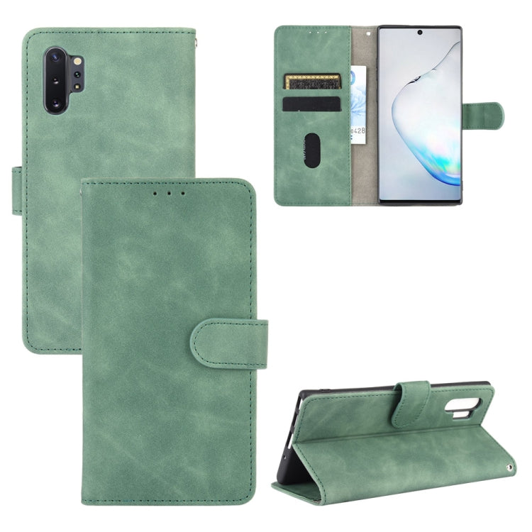 For Samsung Galaxy Note10 Plus Solid Color Skin Feel Magnetic Buckle Horizontal Flip Calf Texture PU Leather Case with Holder & Card Slots & Wallet