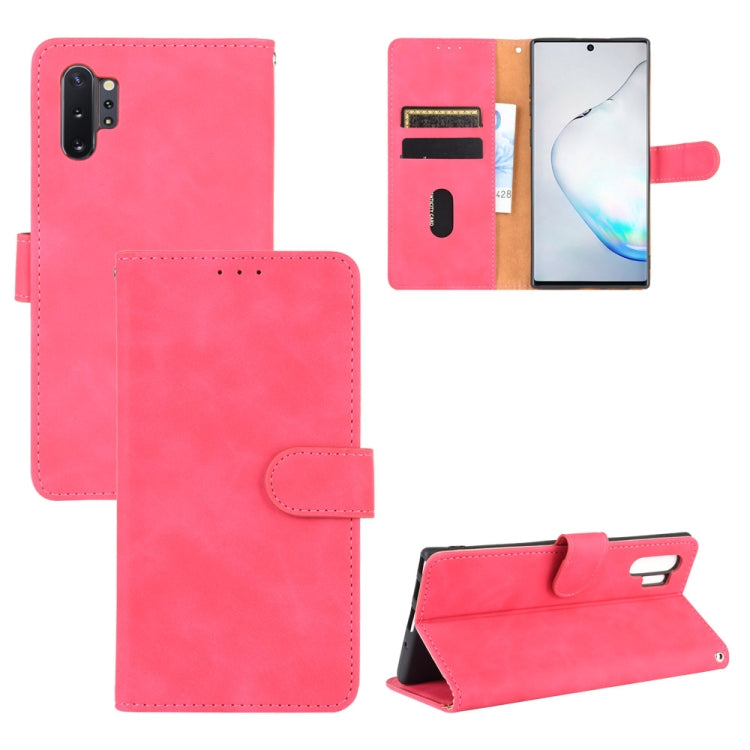 For Samsung Galaxy Note10 Plus Solid Color Skin Feel Magnetic Buckle Horizontal Flip Calf Texture PU Leather Case with Holder & Card Slots & Wallet