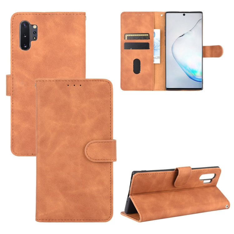 For Samsung Galaxy Note10 Plus Solid Color Skin Feel Magnetic Buckle Horizontal Flip Calf Texture PU Leather Case with Holder & Card Slots & Wallet