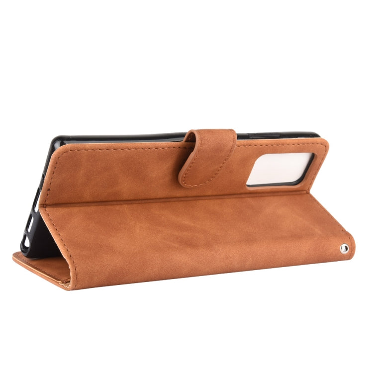 For Samsung Galaxy Note20 Solid Color Skin Feel Magnetic Buckle Horizontal Flip Calf Texture PU Leather Case with Holder & Card Slots & Wallet