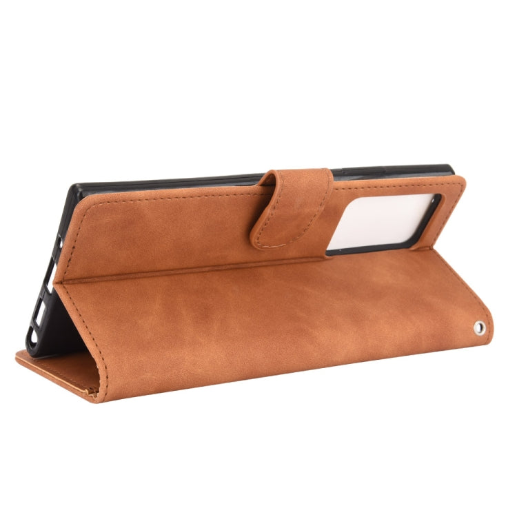 For Samsung Galaxy Note20 Ultra Solid Color Skin Feel Magnetic Buckle Horizontal Flip Calf Texture PU Leather Case with Holder & Card Slots & Wallet