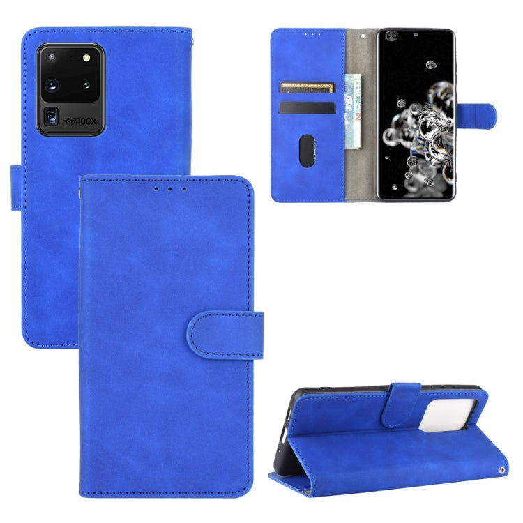 For Samsung Galaxy S20 Ultra Solid Color Skin Feel Magnetic Buckle Horizontal Flip Calf Texture PU Leather Case with Holder & Card Slots & Wallet