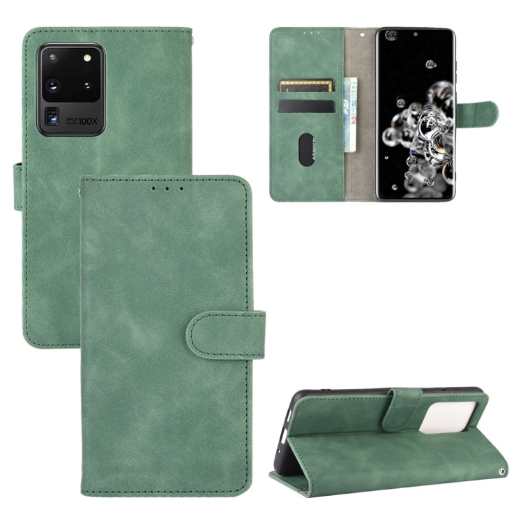 For Samsung Galaxy S20 Ultra Solid Color Skin Feel Magnetic Buckle Horizontal Flip Calf Texture PU Leather Case with Holder & Card Slots & Wallet