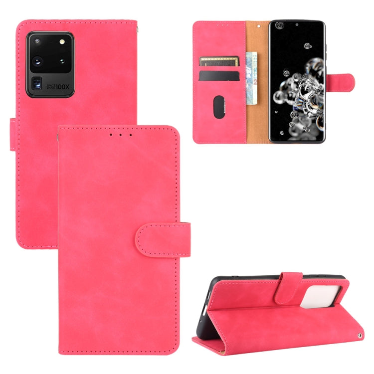 For Samsung Galaxy S20 Ultra Solid Color Skin Feel Magnetic Buckle Horizontal Flip Calf Texture PU Leather Case with Holder & Card Slots & Wallet