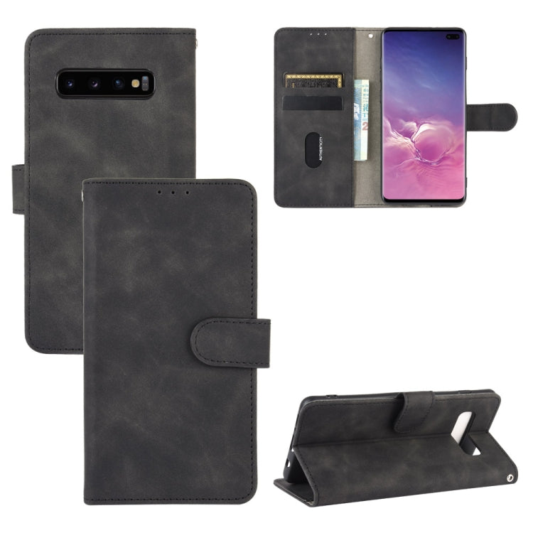 For Samsung Galaxy S10 Plus Solid Color Skin Feel Magnetic Buckle Horizontal Flip Calf Texture PU Leather Case with Holder & Card Slots & Wallet