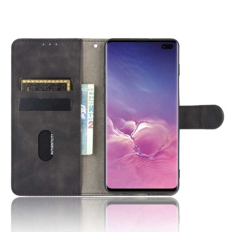 For Samsung Galaxy S10 Plus Solid Color Skin Feel Magnetic Buckle Horizontal Flip Calf Texture PU Leather Case with Holder & Card Slots & Wallet