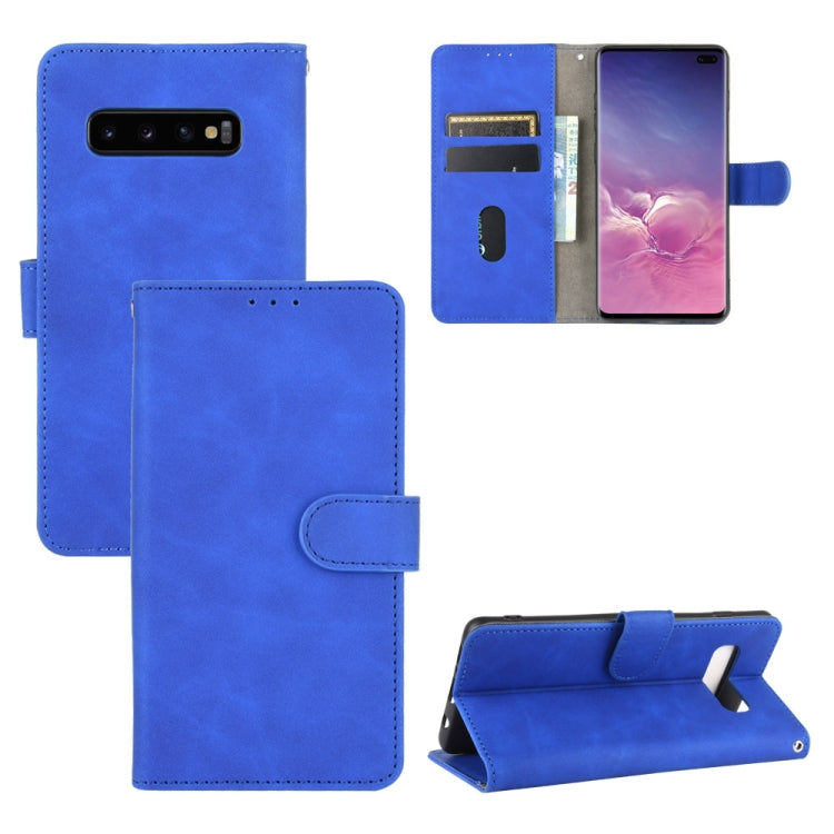 For Samsung Galaxy S10 Plus Solid Color Skin Feel Magnetic Buckle Horizontal Flip Calf Texture PU Leather Case with Holder & Card Slots & Wallet