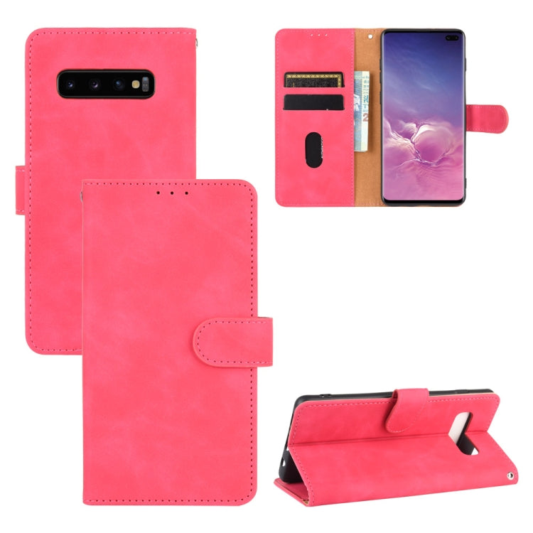 For Samsung Galaxy S10 Plus Solid Color Skin Feel Magnetic Buckle Horizontal Flip Calf Texture PU Leather Case with Holder & Card Slots & Wallet