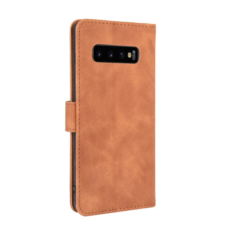 For Samsung Galaxy S10 Plus Solid Color Skin Feel Magnetic Buckle Horizontal Flip Calf Texture PU Leather Case with Holder & Card Slots & Wallet