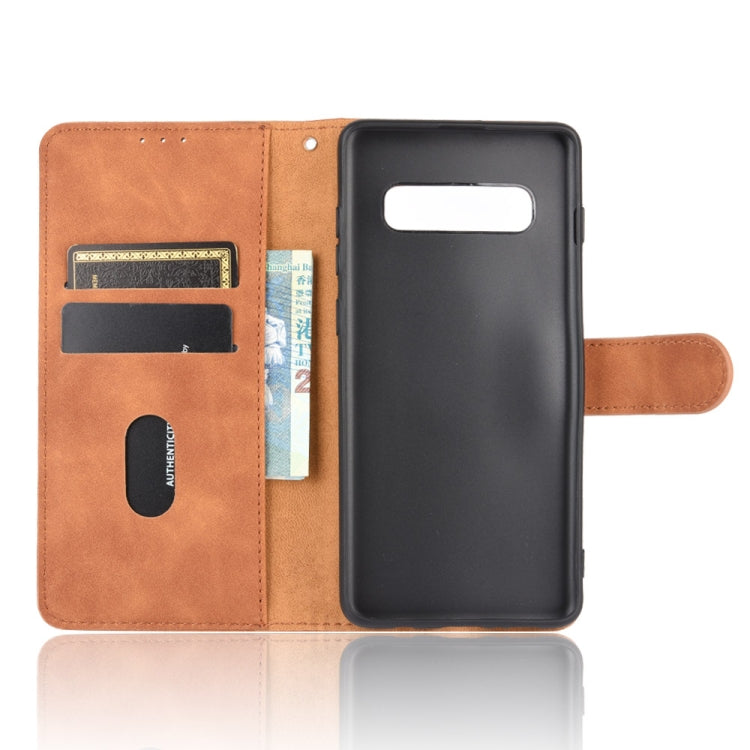 For Samsung Galaxy S10 Plus Solid Color Skin Feel Magnetic Buckle Horizontal Flip Calf Texture PU Leather Case with Holder & Card Slots & Wallet