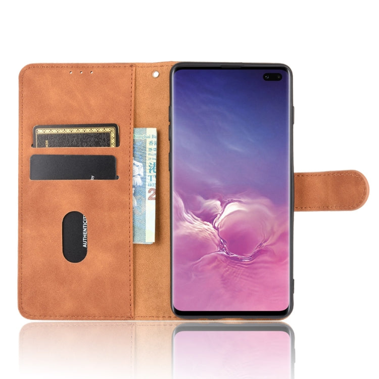 For Samsung Galaxy S10 Plus Solid Color Skin Feel Magnetic Buckle Horizontal Flip Calf Texture PU Leather Case with Holder & Card Slots & Wallet
