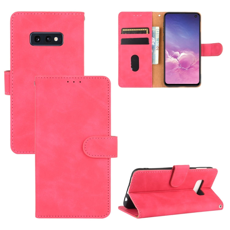 For Samsung Galaxy S10e Solid Color Skin Feel Magnetic Buckle Horizontal Flip Calf Texture PU Leather Case with Holder & Card Slots & Wallet