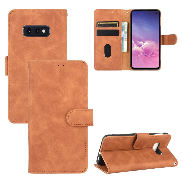 For Samsung Galaxy S10e Solid Color Skin Feel Magnetic Buckle Horizontal Flip Calf Texture PU Leather Case with Holder & Card Slots & Wallet