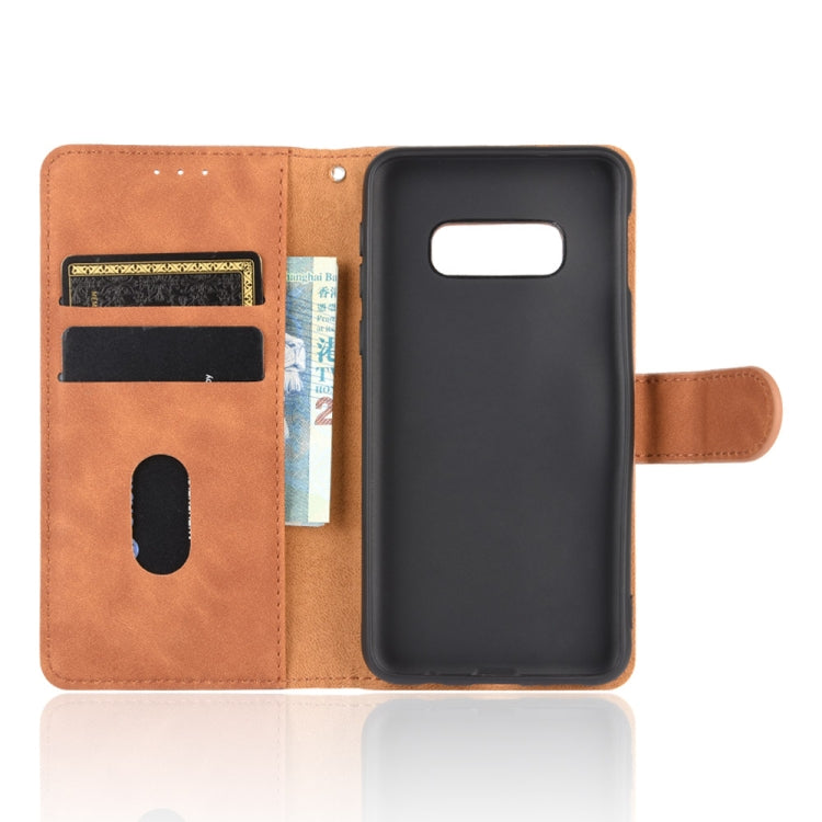 For Samsung Galaxy S10e Solid Color Skin Feel Magnetic Buckle Horizontal Flip Calf Texture PU Leather Case with Holder & Card Slots & Wallet