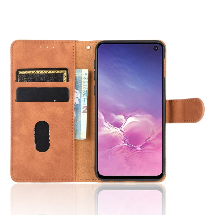 For Samsung Galaxy S10e Solid Color Skin Feel Magnetic Buckle Horizontal Flip Calf Texture PU Leather Case with Holder & Card Slots & Wallet