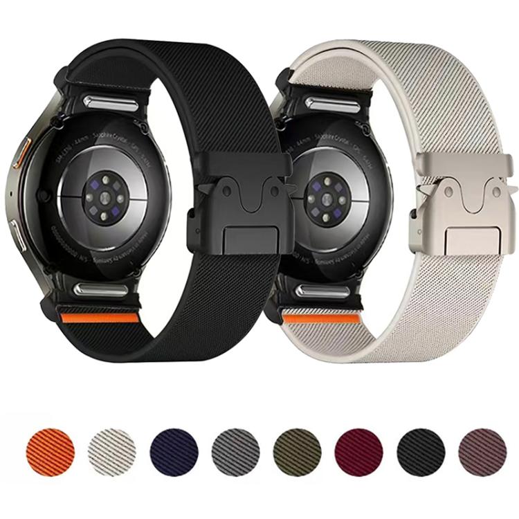 For Samsung Galaxy Watch 7 / 6 / 5 / 4 Press Button Connector Parachute Buckle Elastic Nylon Watch Band