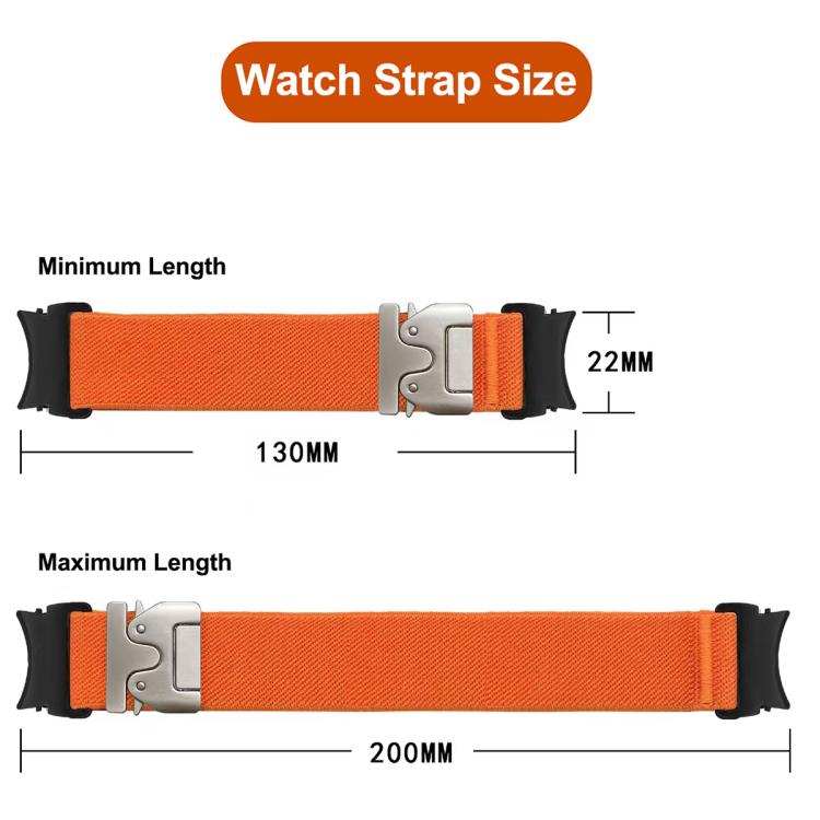 For Samsung Galaxy Watch 7 / 6 / 5 / 4 Press Button Connector Parachute Buckle Elastic Nylon Watch Band