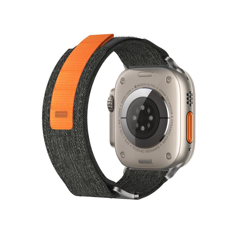 For Apple Watch 46mm / 49mm / 45mm / 44mm Kalebol Canvas Pattern Nylon Loop Strap