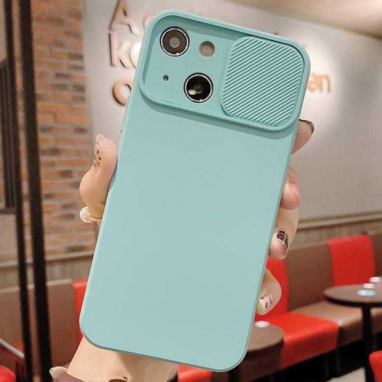 For iPhone 15 Slid Camera Shield Liquid Silicone TPU Phone Case