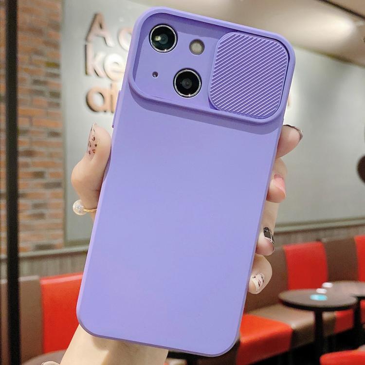 For iPhone 15 Slid Camera Shield Liquid Silicone TPU Phone Case