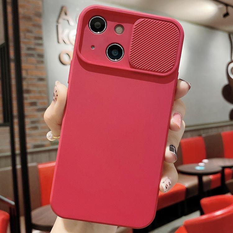 For iPhone 13 mini Slid Camera Shield Liquid Silicone TPU Phone Case
