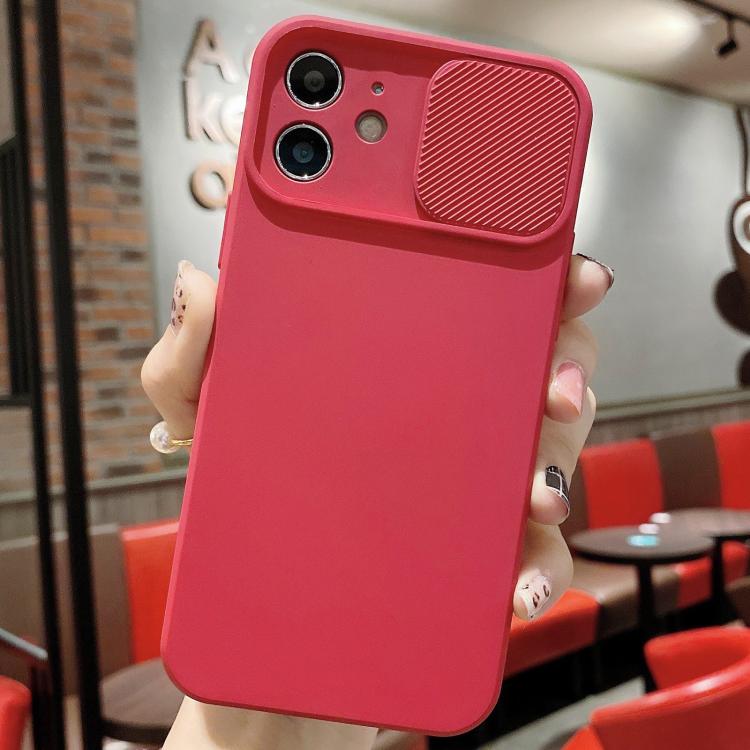 For iPhone 12 Slid Camera Shield Liquid Silicone TPU Phone Case