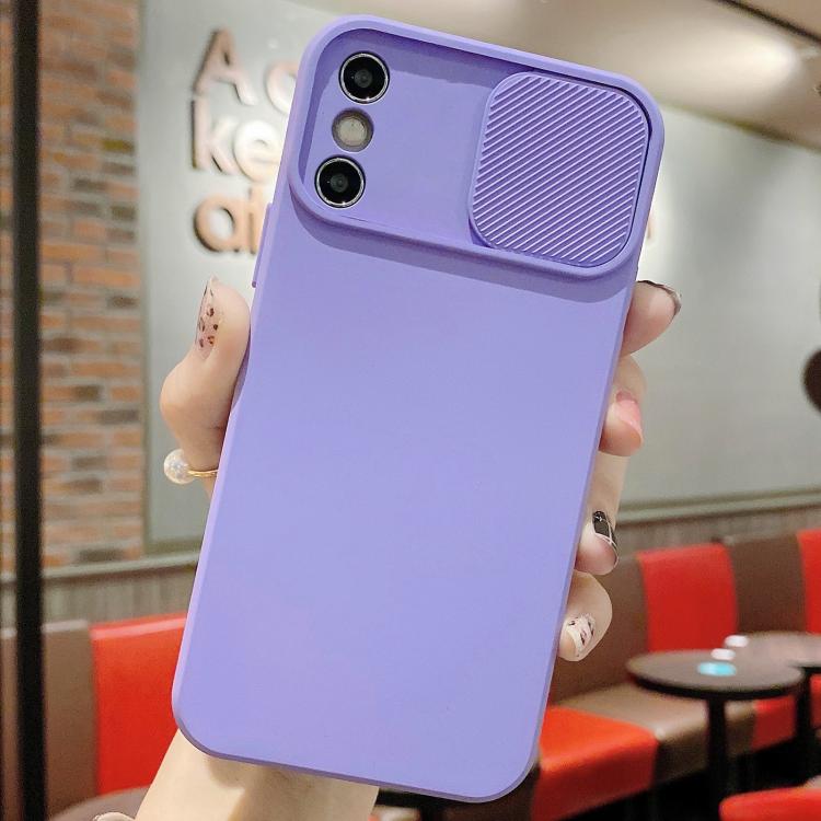 For iPhone X / XS Slid Camera Shield Liquid Silicone TPU Phone Case