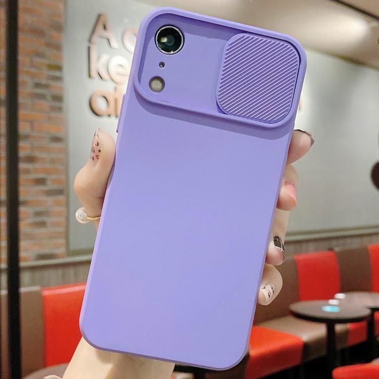 For iPhone XR Slid Camera Shield Liquid Silicone TPU Phone Case