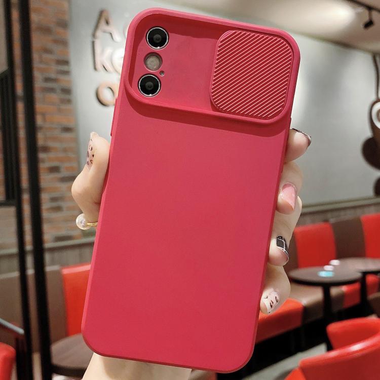 For iPhone XS Max Slid Camera Shield Liquid Silicone TPU Phone Case