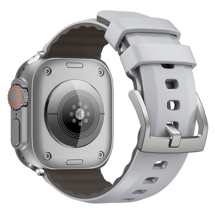 For Apple Watch 46mm / 49mm / 45mm / 44mm Kalebol Contrast Two-tone Silicone Strap