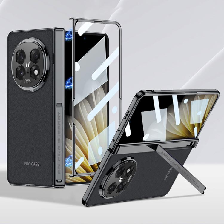 For OPPO Find N5 GKK Magnetic Fold Hinge Side Holder Plain Leather Film Integrated Phone Case