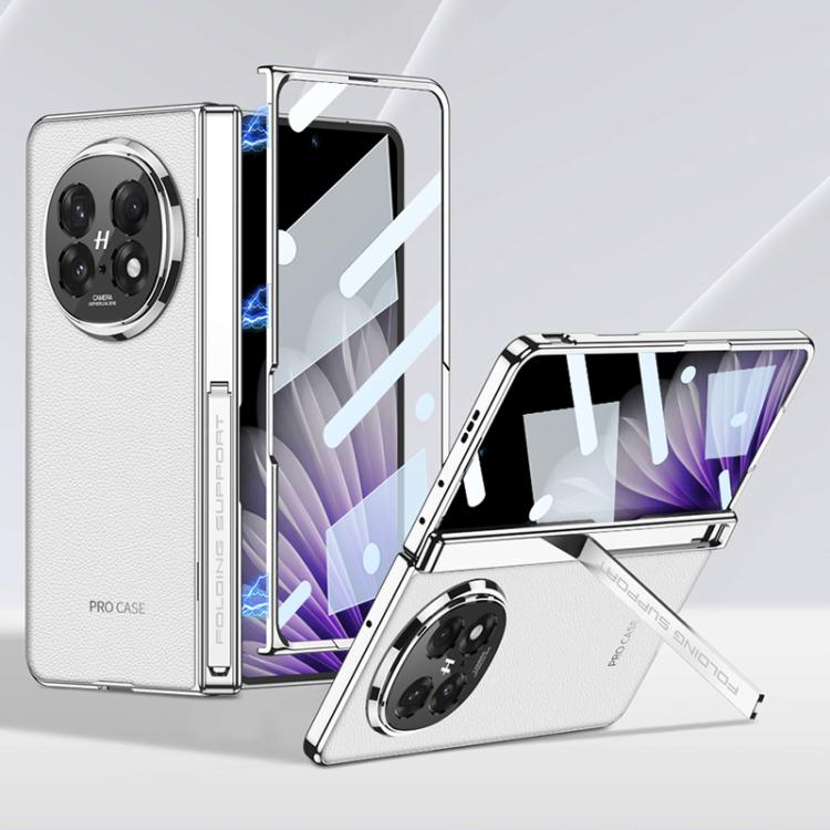 For OPPO Find N5 GKK Magnetic Fold Hinge Side Holder Plain Leather Film Integrated Phone Case