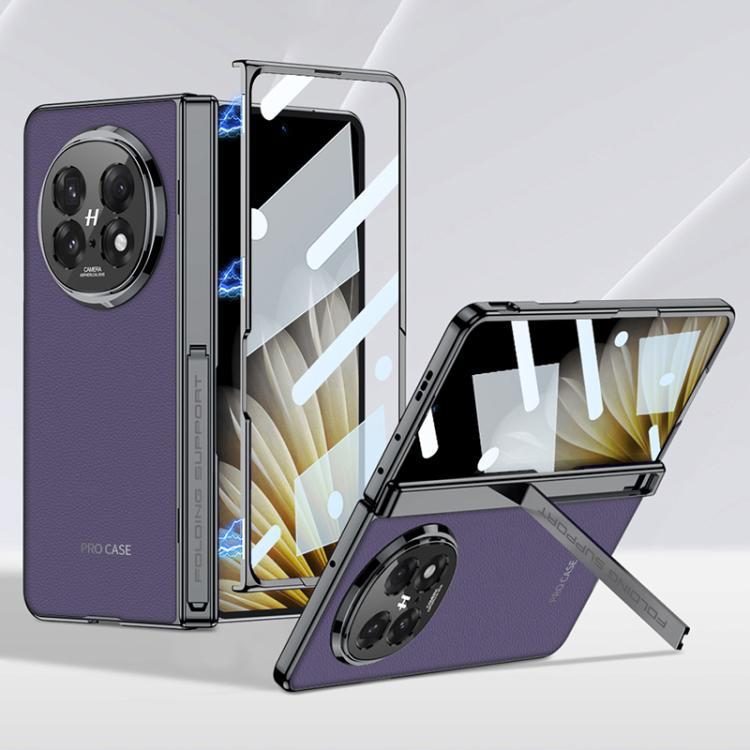 For OPPO Find N5 GKK Magnetic Fold Hinge Side Holder Plain Leather Film Integrated Phone Case