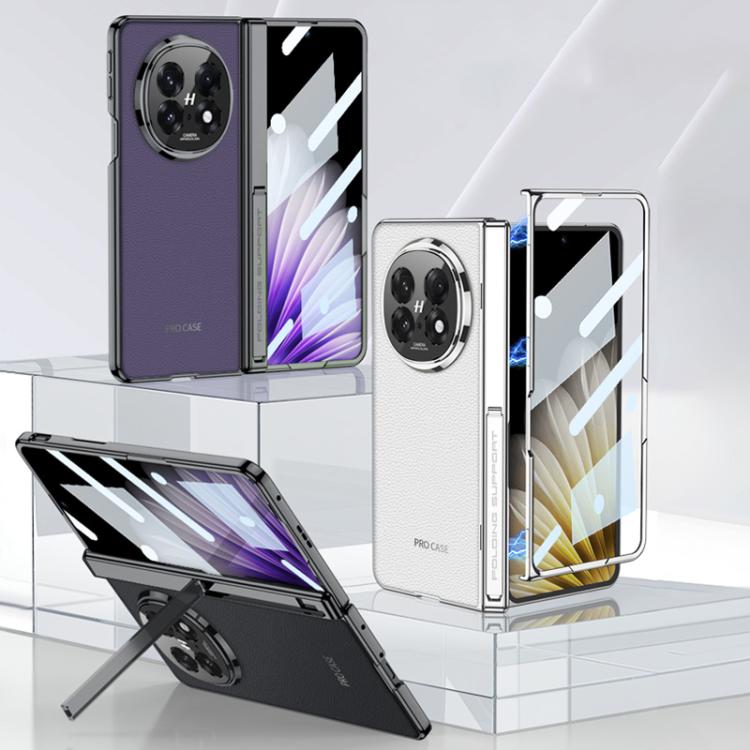 For OPPO Find N5 GKK Magnetic Fold Hinge Side Holder Plain Leather Film Integrated Phone Case