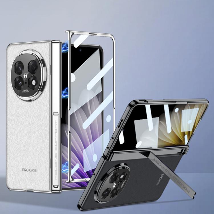 For OPPO Find N5 GKK Magnetic Fold Hinge Side Holder Plain Leather Film Integrated Phone Case