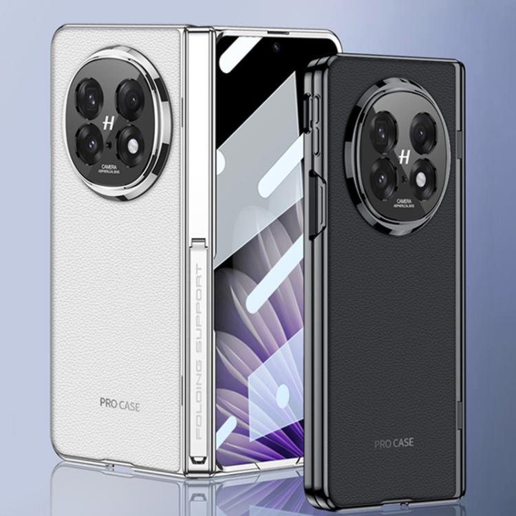 For OPPO Find N5 GKK Magnetic Fold Hinge Side Holder Plain Leather Film Integrated Phone Case