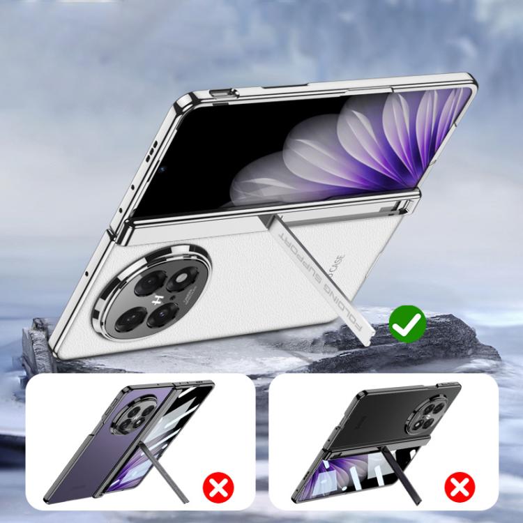 For OPPO Find N5 GKK Magnetic Fold Hinge Side Holder Plain Leather Film Integrated Phone Case