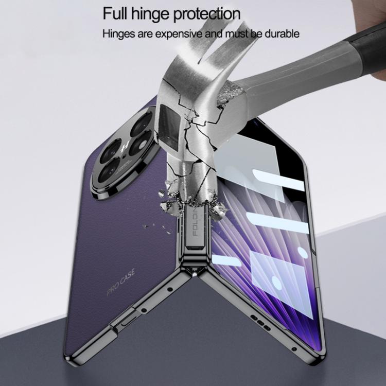 For OPPO Find N5 GKK Magnetic Fold Hinge Side Holder Plain Leather Film Integrated Phone Case