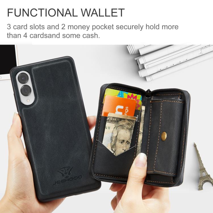 For Samsung Galaxy S25 Edge 5G JEEHOOD J02 Magnetic Zipper Horizontal Flip Leather Phone Case