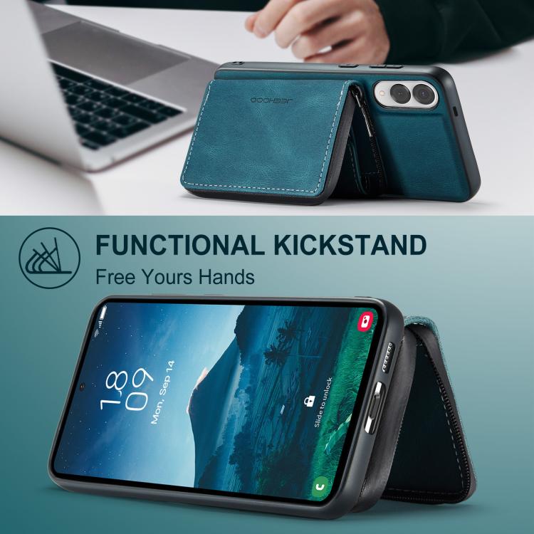 For Samsung Galaxy S25 Edge 5G JEEHOOD J02 Magnetic Zipper Horizontal Flip Leather Phone Case