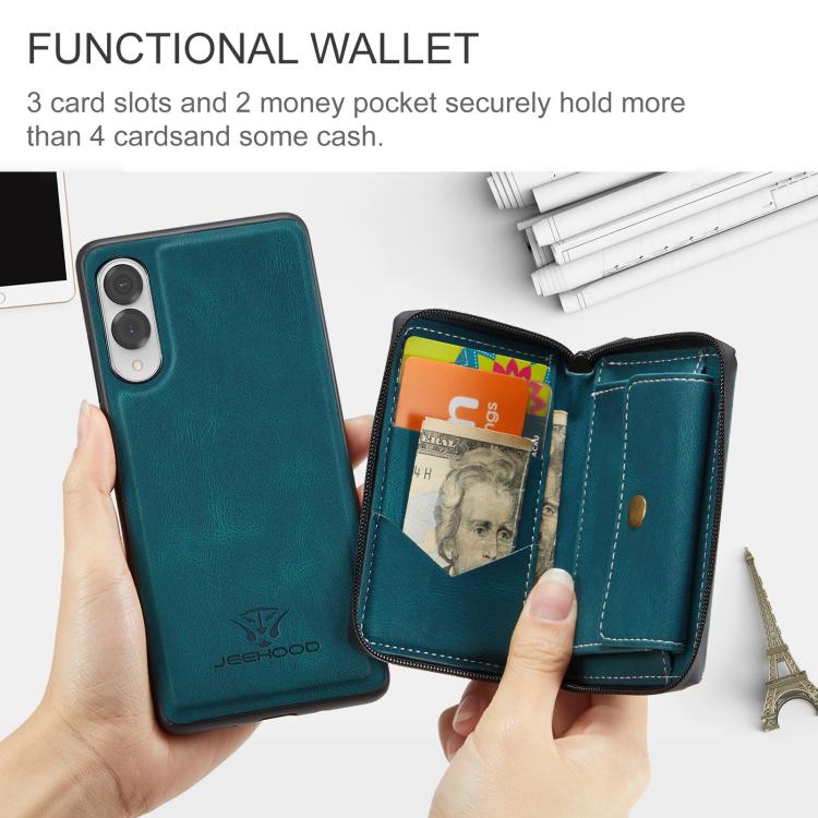 For Samsung Galaxy S25 Edge 5G JEEHOOD J02 Magnetic Zipper Horizontal Flip Leather Phone Case